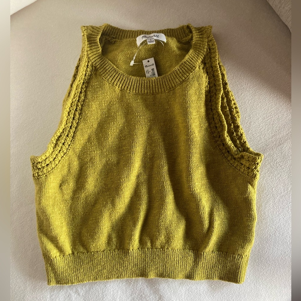 Madewell Crochet-Trim Crop Sweater Tank Size Small